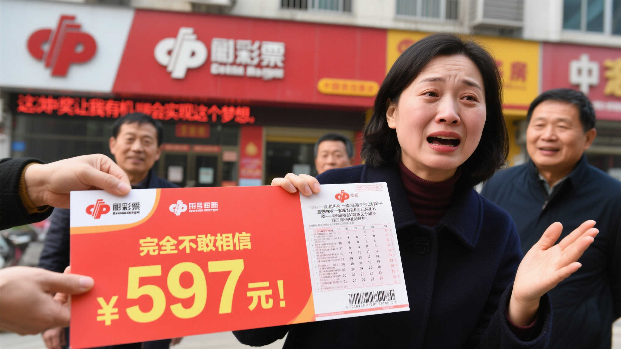 当得知自己中得福彩大奖597万元的消息时