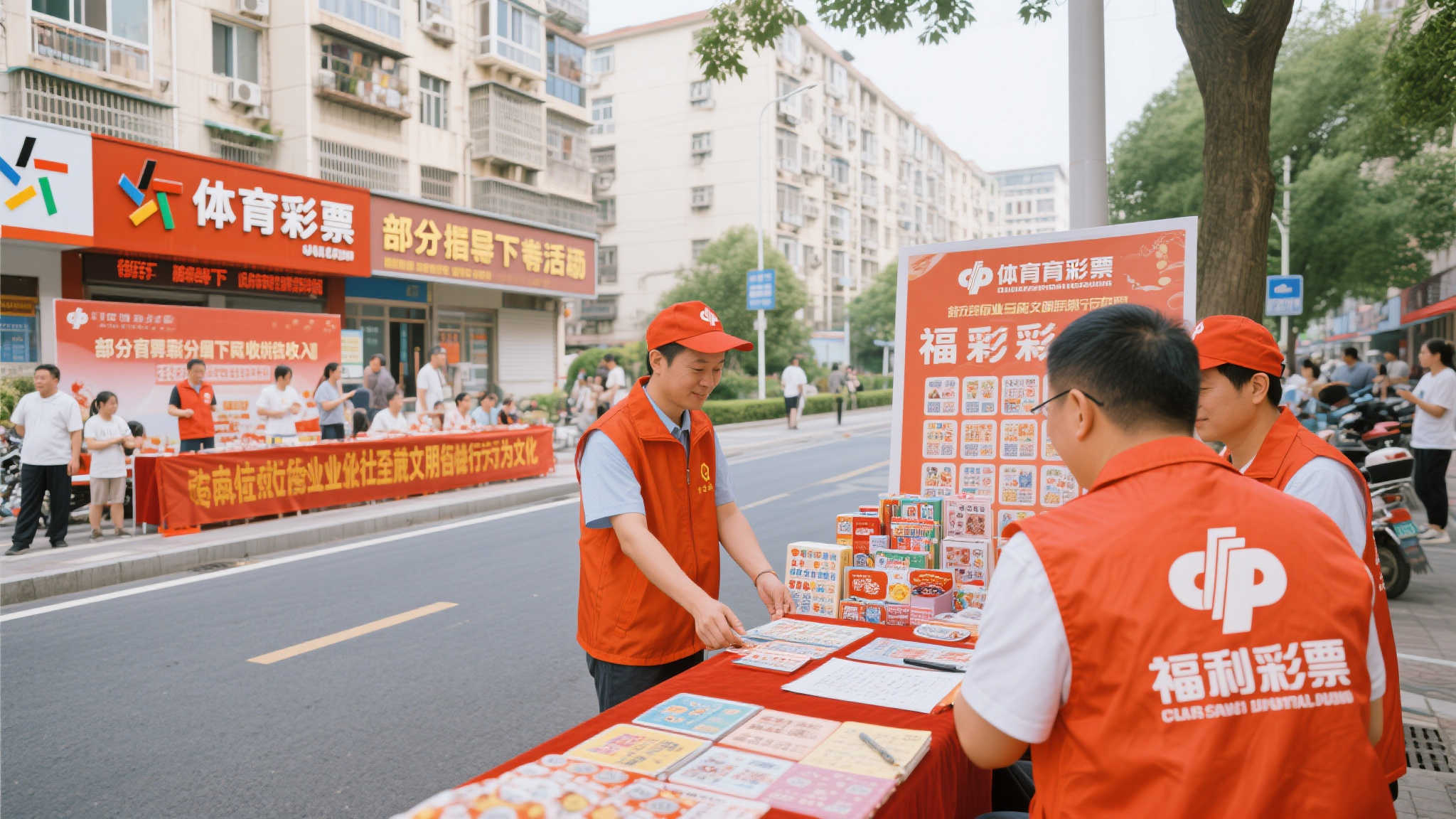公益进万家 爱心满社区 在许多城市,“体育彩票”或“福利彩票”活